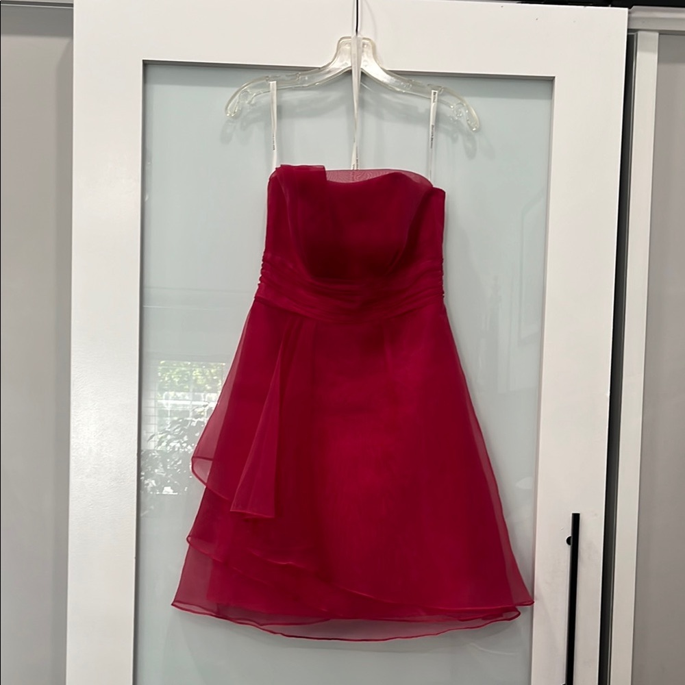 David’s Bridal Elegant Shot Strapless Pink Dress, Size 2